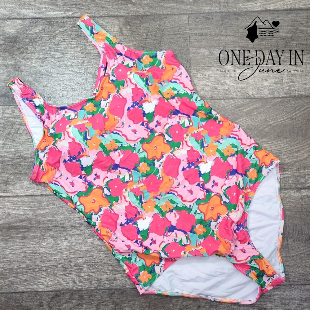 Aleumdr Floral Cage Back One Piece Swimsuit Size XL - Picture 3 of 6
